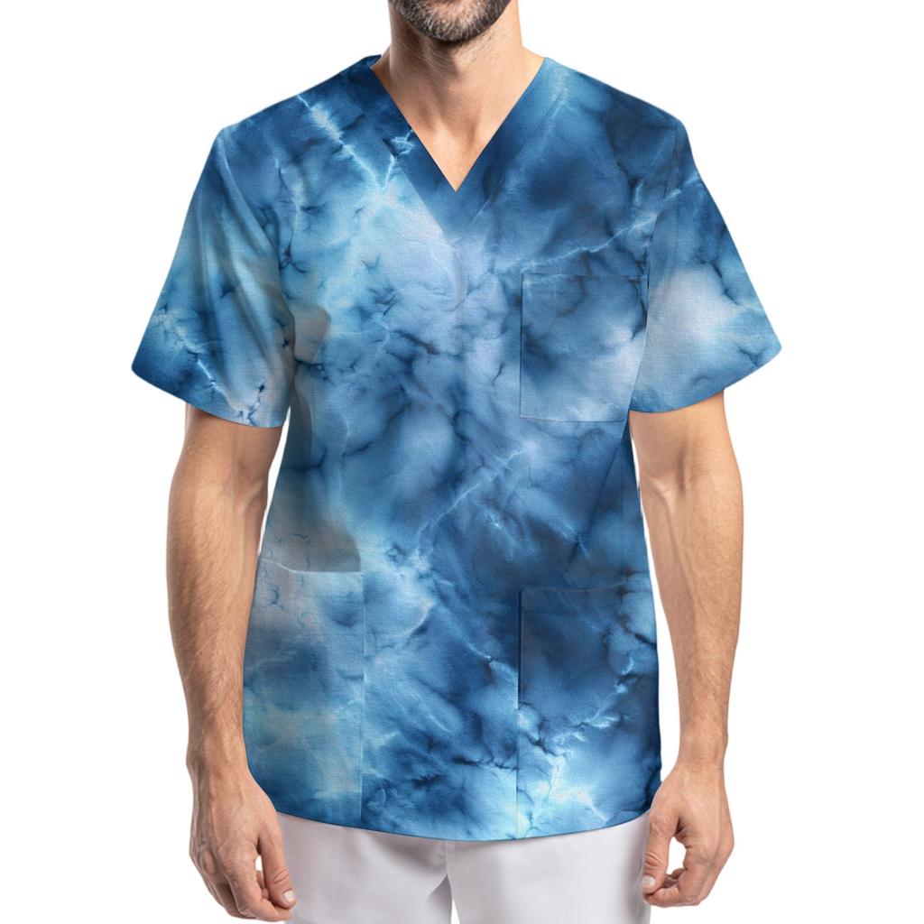 Pánská pracovní halenka s krátkým rukávem a výstřihem do V na hrudi