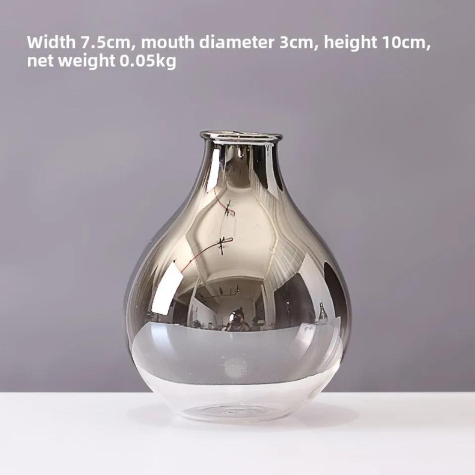 2025 New Brand Nordic Glass Vase Creative Silver Gradient Dried Insert Desktop Terrarium Jewelry Decoration Plant Holder