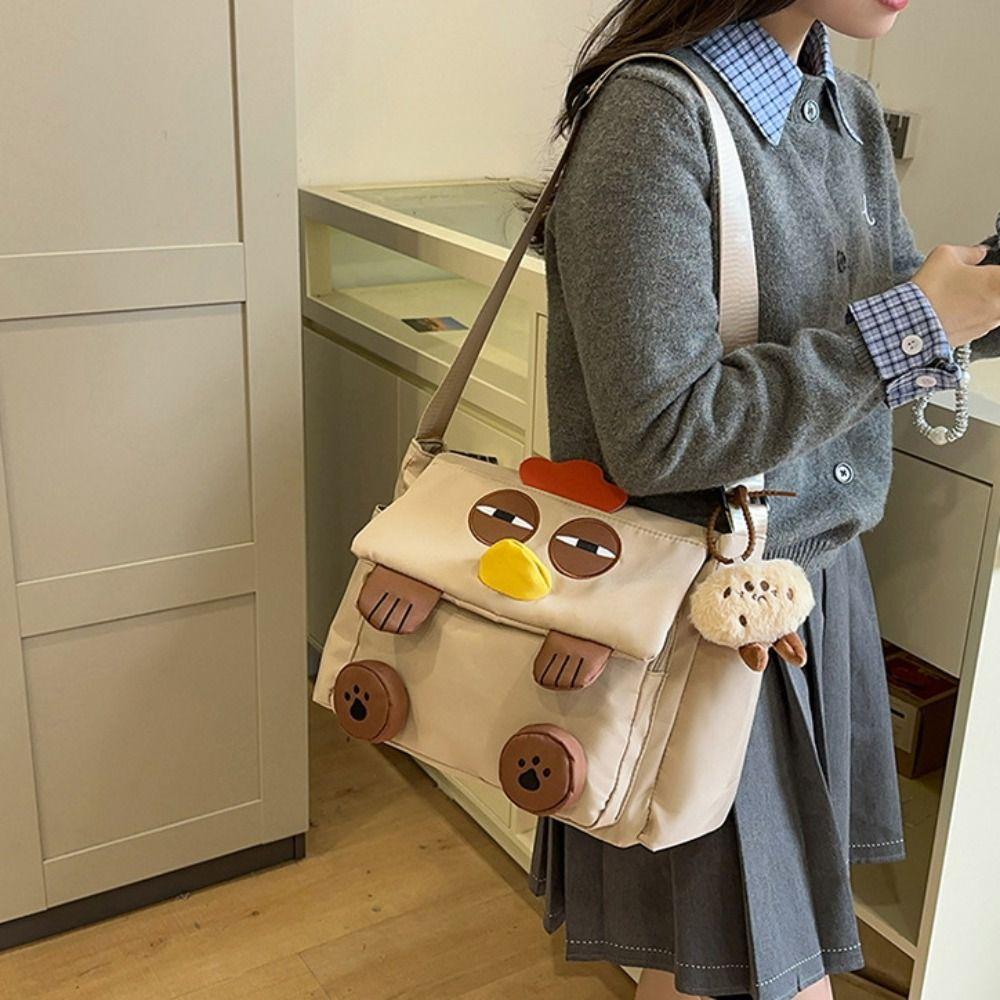 Lovely Chicken Nylon Shoulder Bag Cute Students Book Bag Creative Hen Shape School Bag Travel
