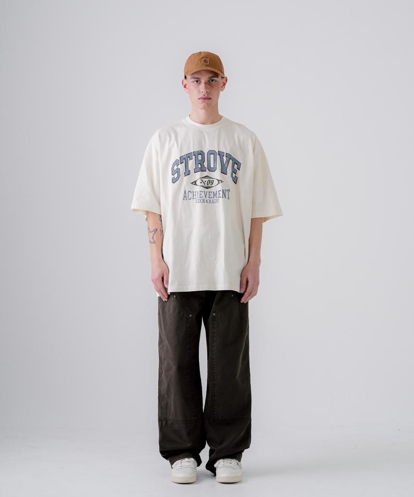 EZKATON Strobe Short Sleeve T-Shirt Cream Gray Kmst6774