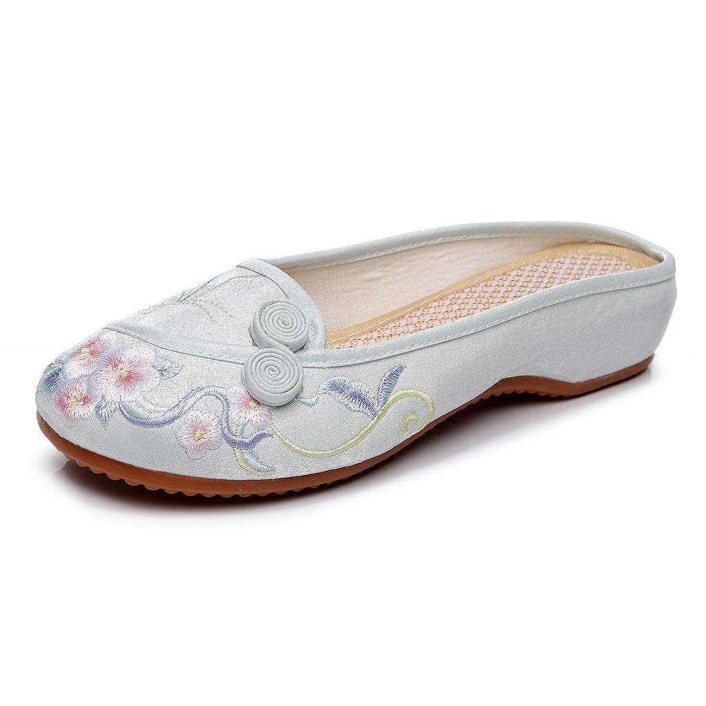 Ethnic Style Home Fashion Embroidered Slippers Spring and Summer Cloth Slippers Women's Sandals Women's Inner Height-increasing Slippers Women's Singl