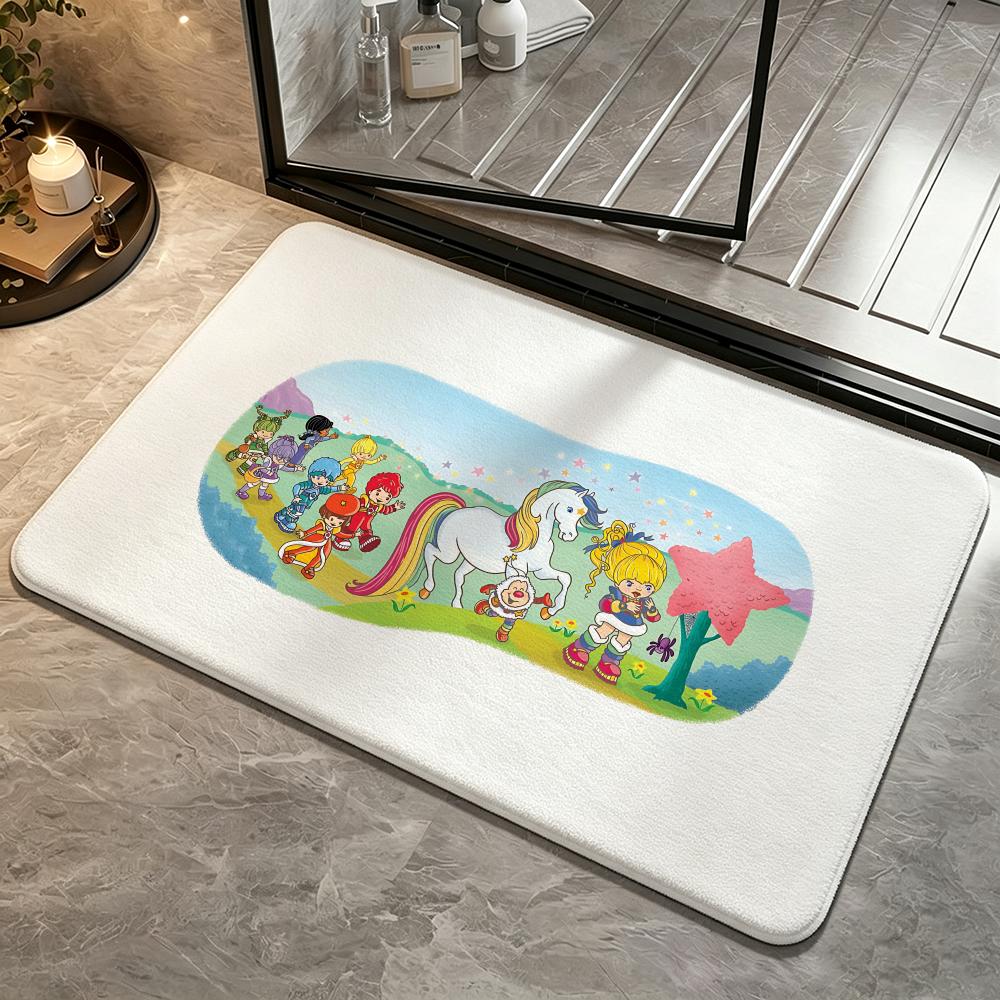 IP-Rainbow BriteS Floor Mat Bedroom Carpet, Bathroom Foot Mat, Doormat, Non-Slip Absorbent Multi-Use