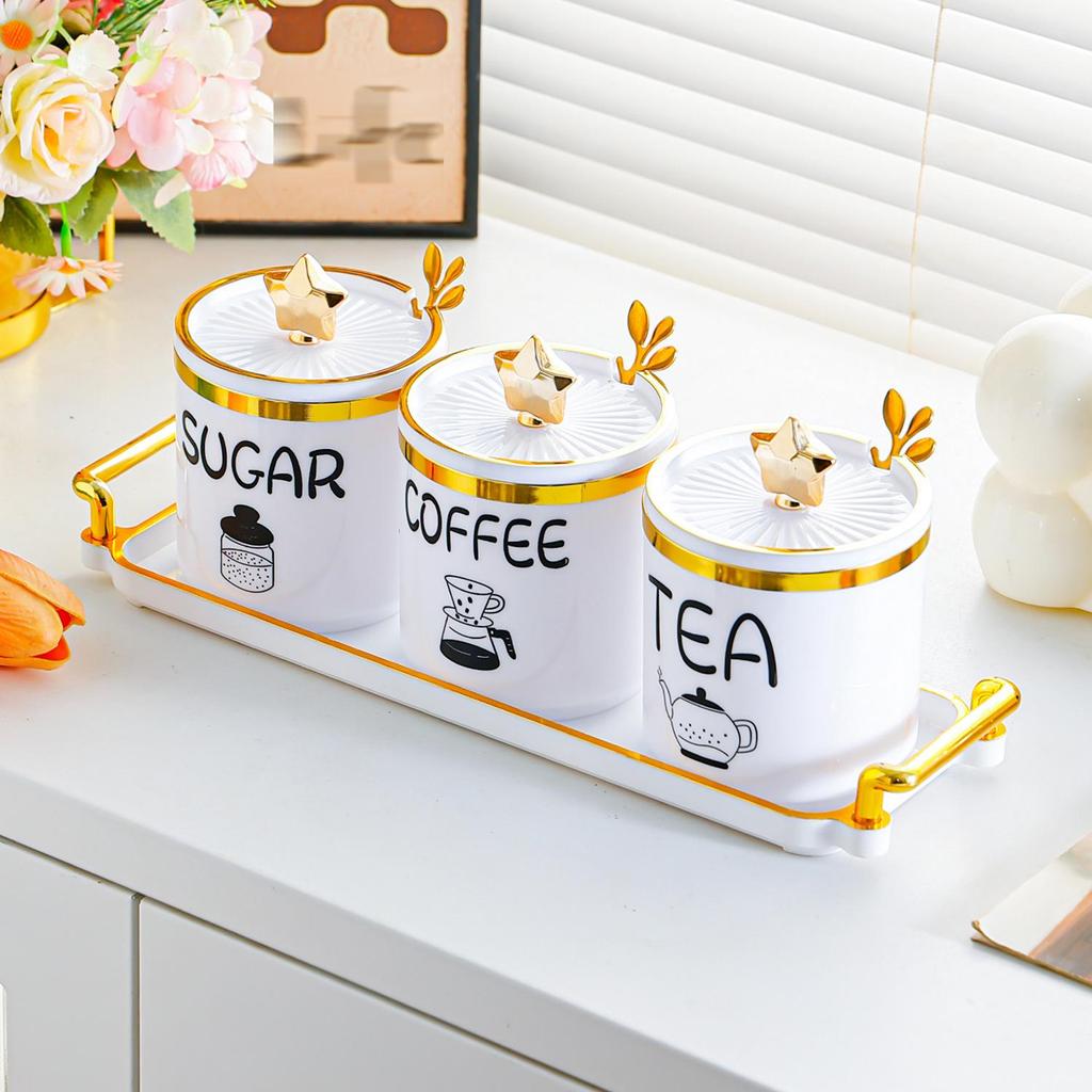 White Plastic Sealed Jars with Lids - Moisture-Proof Storage for Sugar, Tea, and Beans, High-End Design