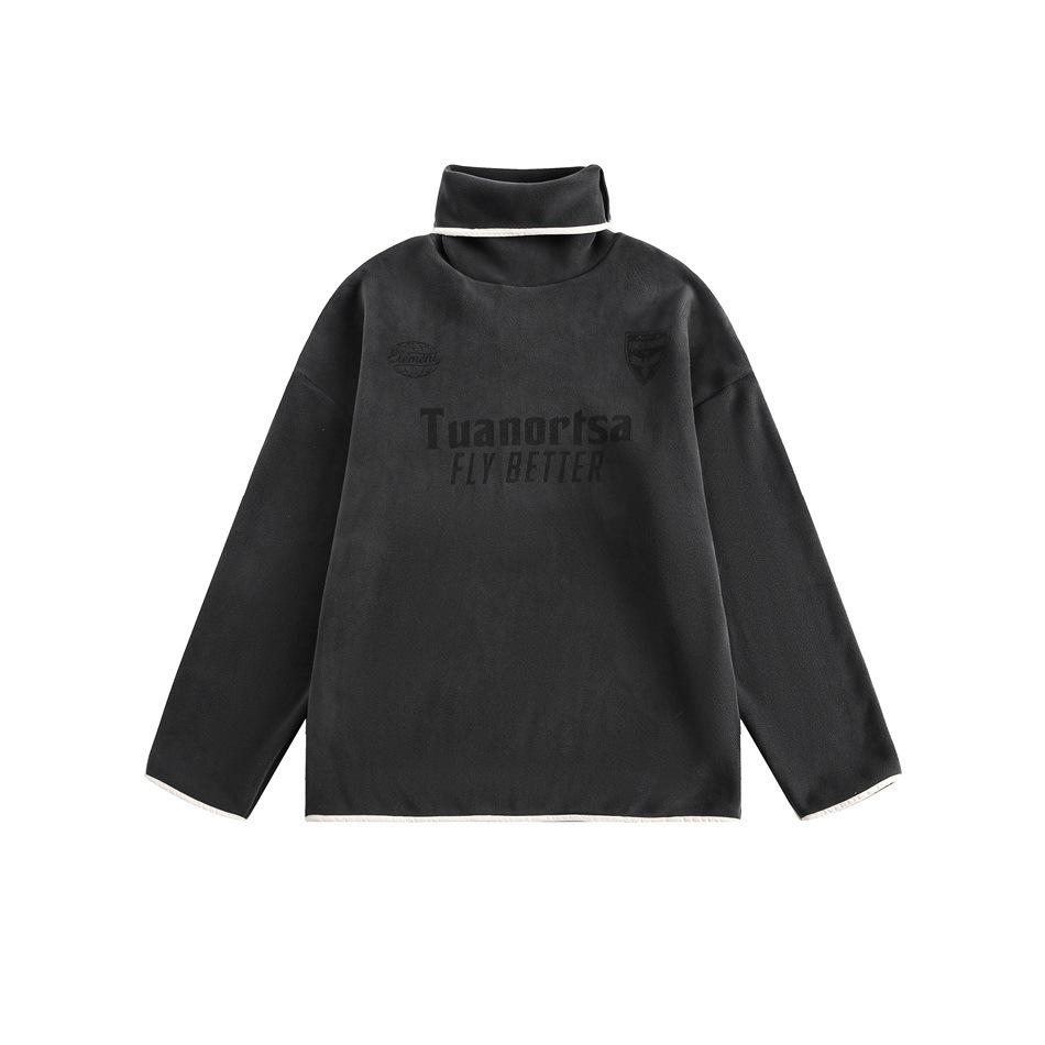 

Retro Fleece Unisex High Neck Winter Hoodie WY76 XXL темно-сірий