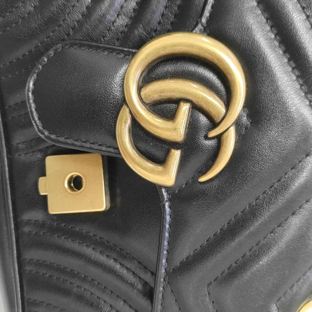 [Pre-Owned] Gucci GG Marmont Matelassé Mini Bag 'Black' - Excellent #1B5YDKZ