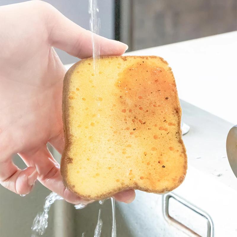 2 stuks Levendige Broodsponzen voor Keuken Interessante Imitatie Toast Afwaspons Keukengerei Huishoudelijke Schoonmaak Gadgets