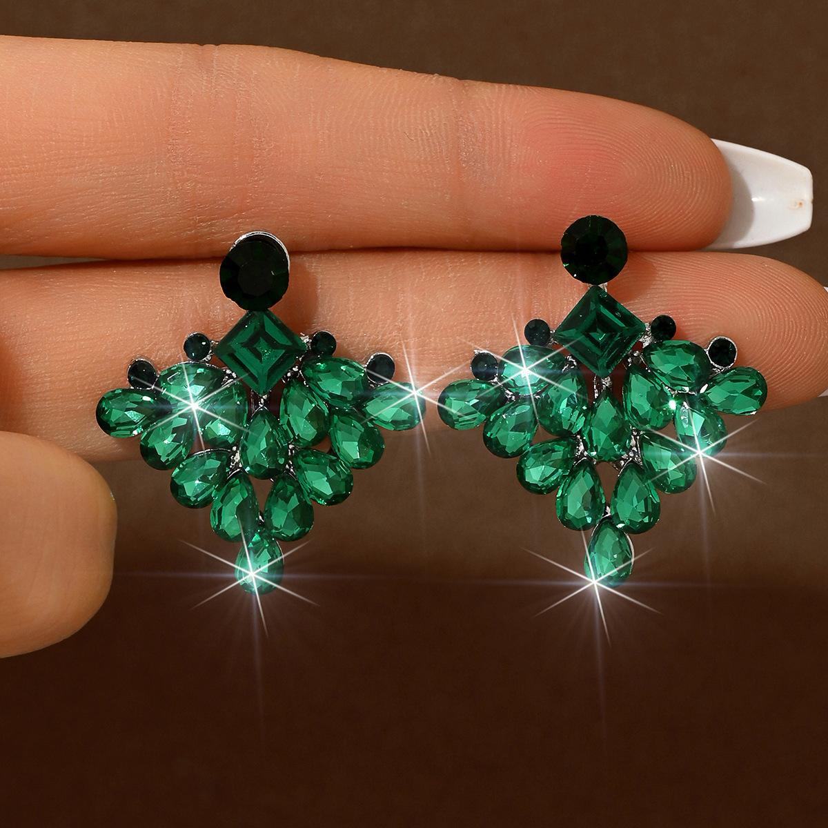 Высококачественные Изумрудные Круглые Хрустальные Серьги, Легкая Роскошь, Стиль, Пусеты, Ретро Нишевые Серьги, Женские