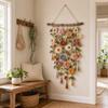 Handmade Cotton Floral Crochet Macrame Hanging 31.5x19.69x0.79 Inch Boho Statement Decor Boho Farmhouse Indoor Wall Art Ornament