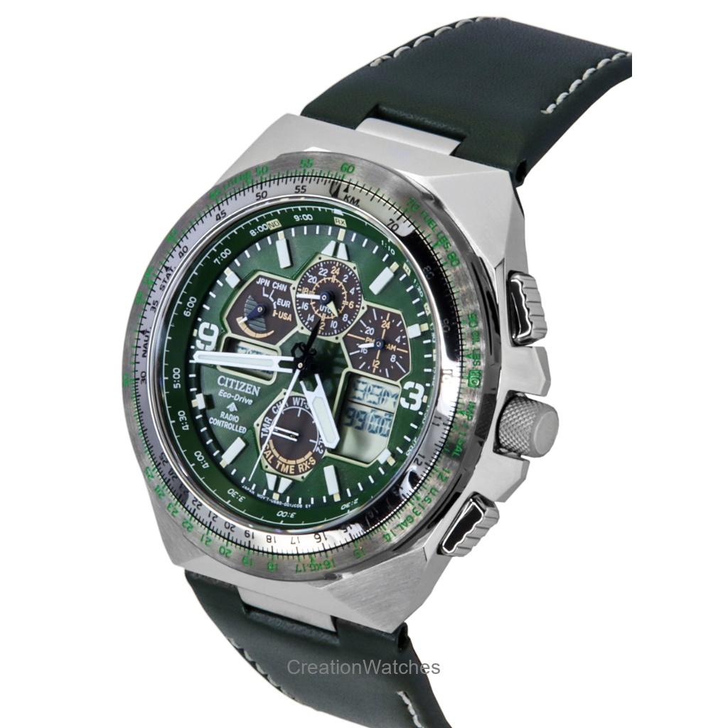 Citizen Promaster Skyhawk A-T Perpetual Calendar Chronograph Green Dial Eco-Drive Diver's JY8147-01X 200M Men's Watch