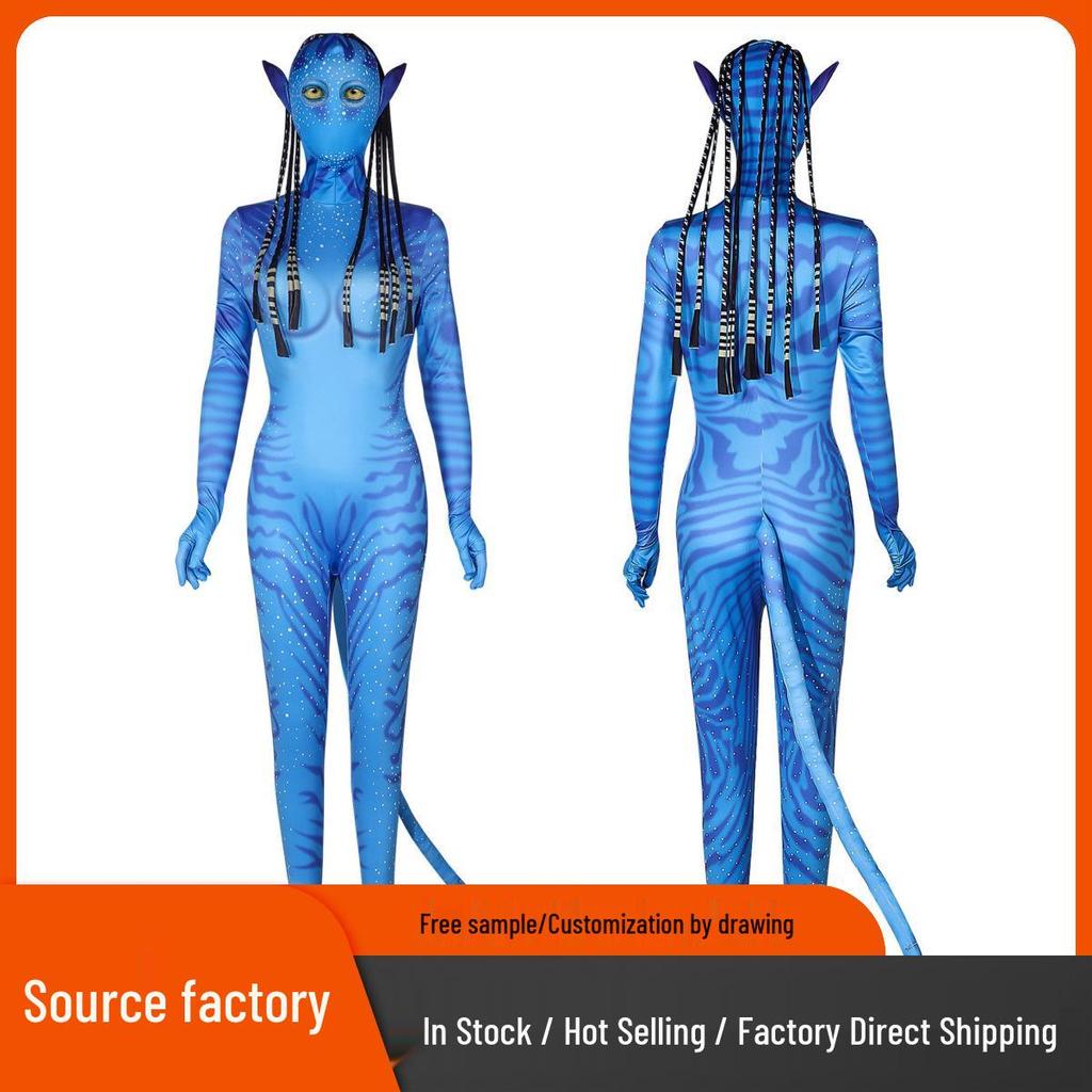 Costume Cosplay Neytiri Avatar 2 Tuta con Maschera per Uomo e Donna