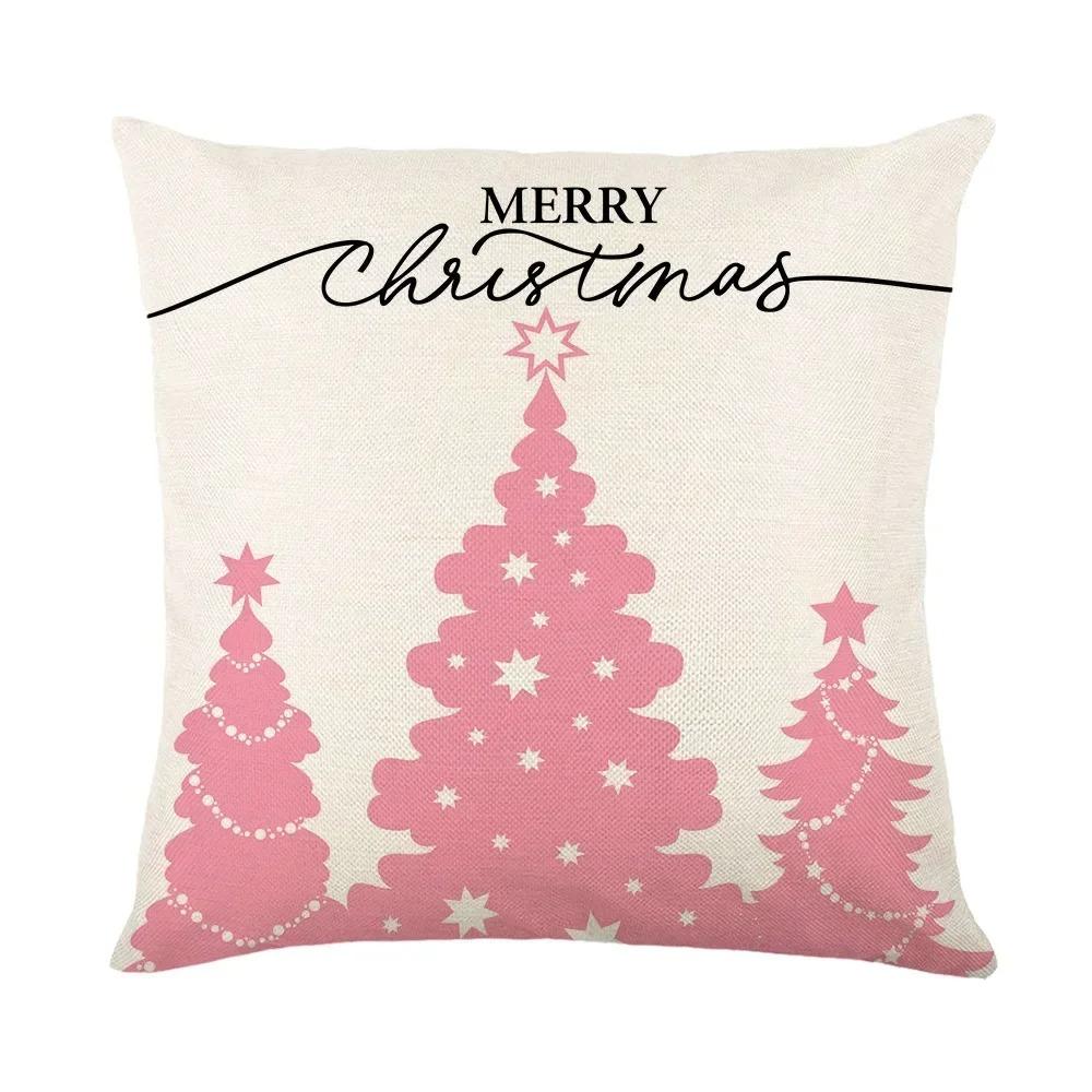 Christmas Day Party Decoration Pillowcase Santa Claus Dwarf Snowman Print Pillow Cover Sofa Room Home Decoration Christmas Gift