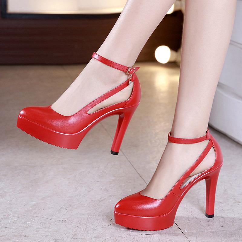 Spring Pointed Plus Size Wedding Shoes, Women's High Heels, Hollow Hollow Slim Heels, Model Walking Shoes Zapatos De Mujer
