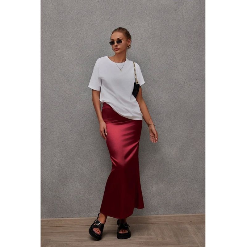 Solid Color Fish Tail Wrapped Hip Skirt Pure Color Fishtail Sheath Skirt
