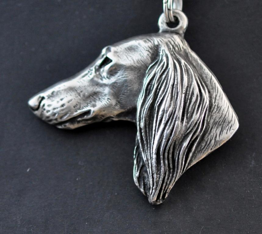 Saluki, Persian Greyhound, Arabian hound - Dog necklace in gift box, silver-plated locket for dog fan, striking pendant by Art-Dog brand