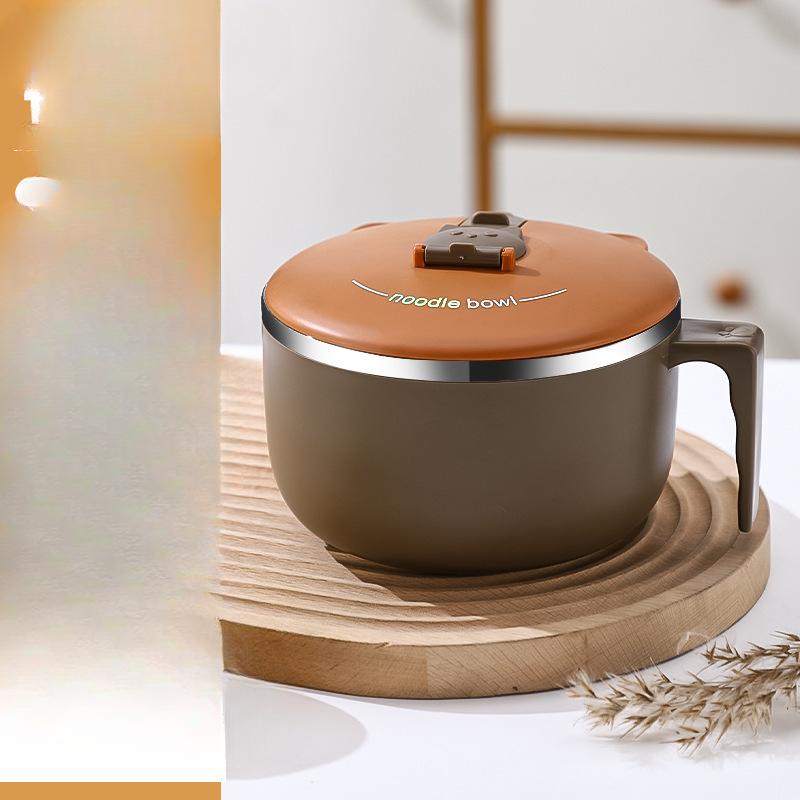 

Чаша для лапши быстрого приготовления из нержавеющей стали 304, студенческий ланч-бокс для общежития с крышкой, может сливать изолированную миску для лапши быстрого приготовления 18.5*15.5*11.5 кофейный