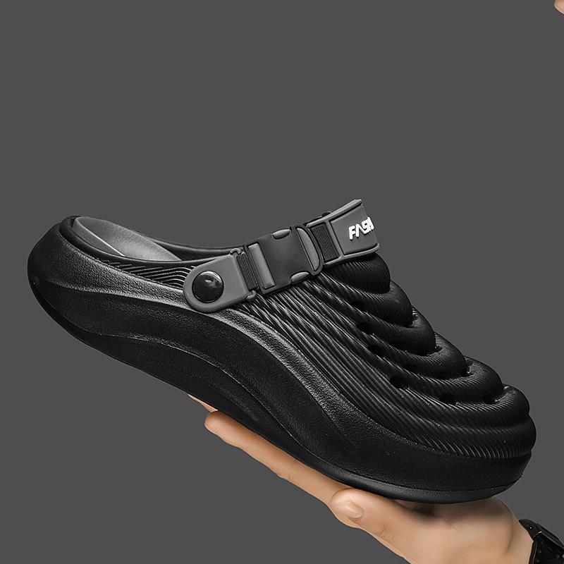 

Садовая обувь мужская обувь с отверстиями летняя одежда сумка голова тапочки для вождения двойного назначения повседневные пляжные сандалии мужские 41 черный серый