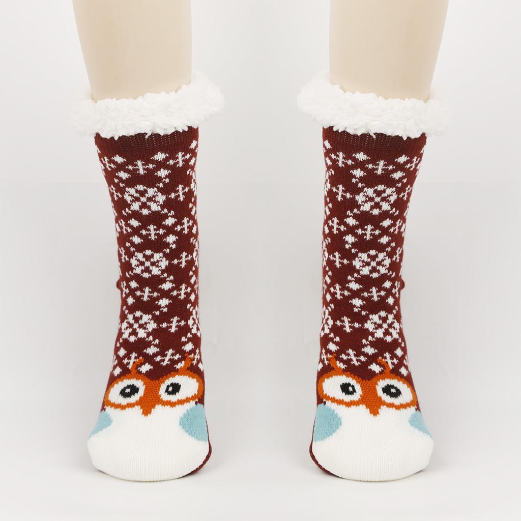 Women's Floor Socks, Warm And Thick Cartoon Animal Cold Resistant Looped Sleep Socks