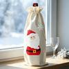 Fabric Wine Bottle Gift Bag for Christmas Presentation, Designed for a Standard Bottle with a Gathered Cord Closure