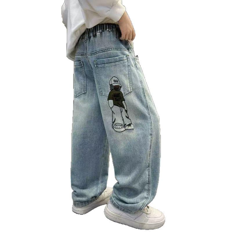 Dicke Jungenhose mit Fleecefutter – Neuer Herbst-/Winterstil, lockere Jeans für Kinder