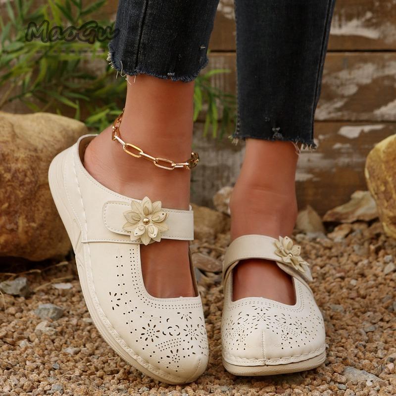 Fashion Women Summer Sandals Thick Sole Hollow Women's Mules Casual Daily Wear Size 36 42 Flower Slip On Shoes Ladies Outwear Fashion