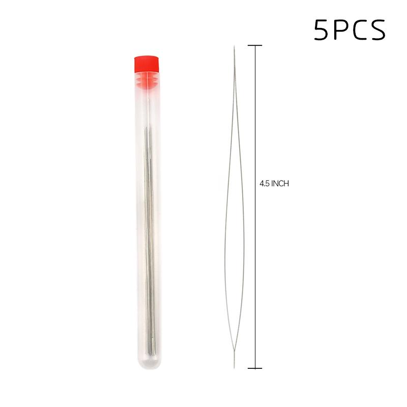 5pcs Big eye beading needles with bottle 5 size for embroidery beading Spring steel beading Curved needles Jewelry Making Tools