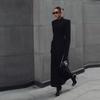 2025 Fall/Winter Elegant European & American Style Women's Long Coat with Padded Shoulders & Waist-Cinching Design
