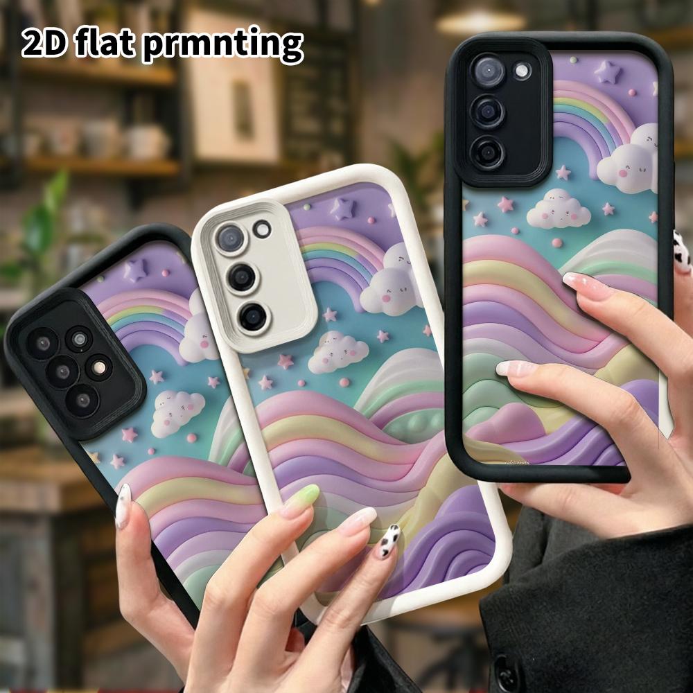 Phone Case: 2D Flat Samsung Galaxy A34 A35 M05 M06 S20 S22 S21 FE Plus 5G Protective Case, Rainbow Hills, Perfect Christmas and Halloween Holiday Gift