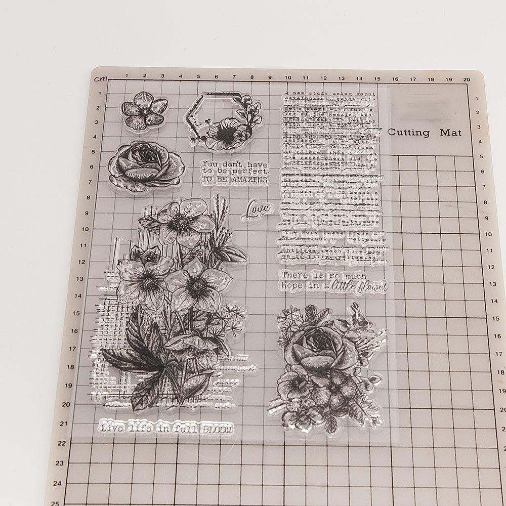 Transparenter Silikonstempel mit Blumenblatt, zum Versiegeln, für DIY-Scrapbooking-Alben, transparente Stempel, Schmetterlingsdame, Rebe