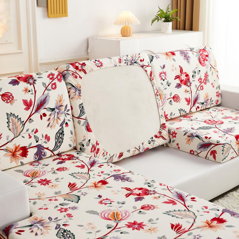 Neuer floral bedruckter Stretch-Sofa-Sitzkissenbezug, Rückenlehnenschutz für Couch, Sofabezug in L-Form, Chaselong-Schonbezüge