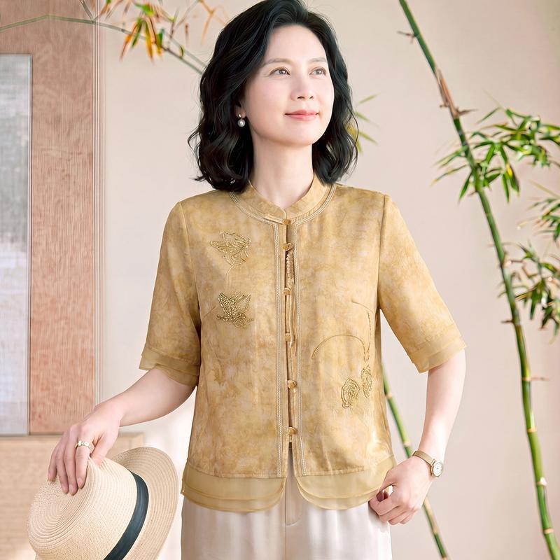 Women's New Chinese Style Embroidered Summer Shirt