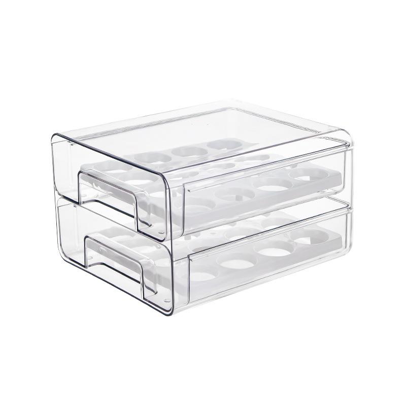 PET Egg and Veggie Refrigerator Organizer - Stackable, Multifunctional Drawer with Drainage