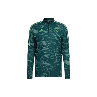 Maglia da calcio a maniche lunghe con stemma del Real Madrid con colletto alto FW22 da uomo, verde HD1205