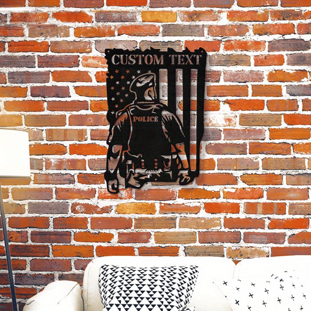 Custom Metal Tin Sign Police Badge Wall Art Personalized Gift for Cop Home Decor