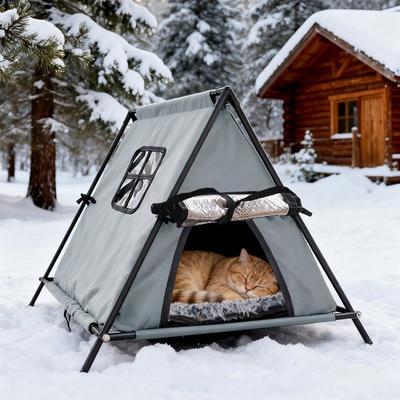 Tragbares Outdoor Haustierzelt Faltbares Katzen-Tipi-Zelt Haustierkäfig Streunerkatzen-Schutz Sommer Outdoor
