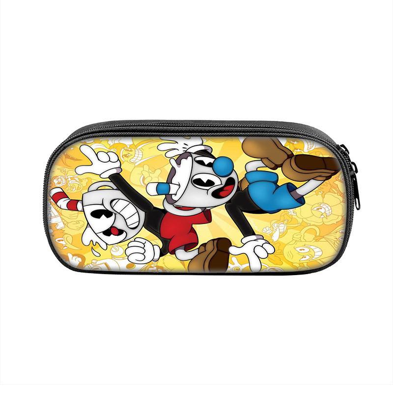 Cuphead Cartoon Pen Case Nylon Storage Pouch For Students And Kids