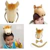 Role Play Stuffed Horse Hair Hoop&Tail Woman Teens Headbands Makeup Glove for Live Broadcast Cartoon Carnivals Hairband