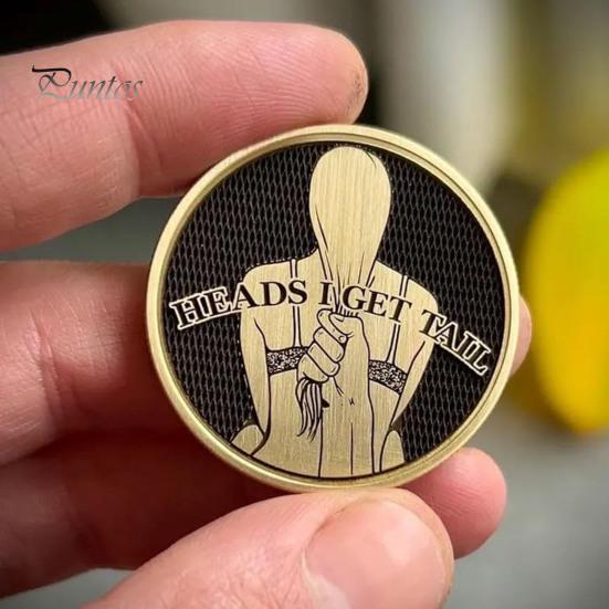 Adult Love Challenge Mynt Sexy Heads And Tails Mynt Dobbeltsidige voksen Mynt Hoder Jeg får hale og haler Jeg får Head Lucky Token Prank Gift for Men