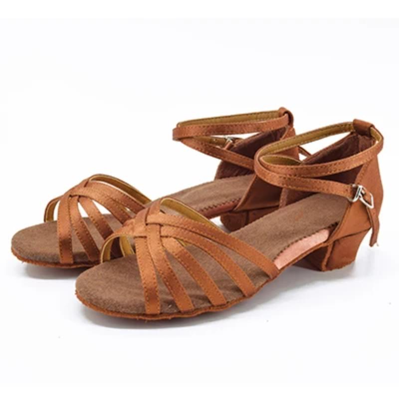 Mädchen Satin Lateinschuhe Niedriger Absatz Ballsaal Tanzschuhe Erwachsene Tango Salsa Schuhe für die Praxis Kleinkind Latein Tanzschuhe Performance