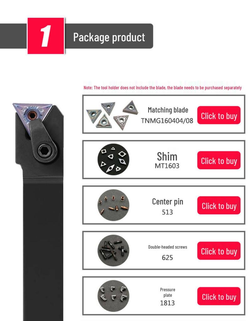 91° CNC Lathe Tool Holder MTFNR2020K16 for Outer Diameter, Front and Back Facing.