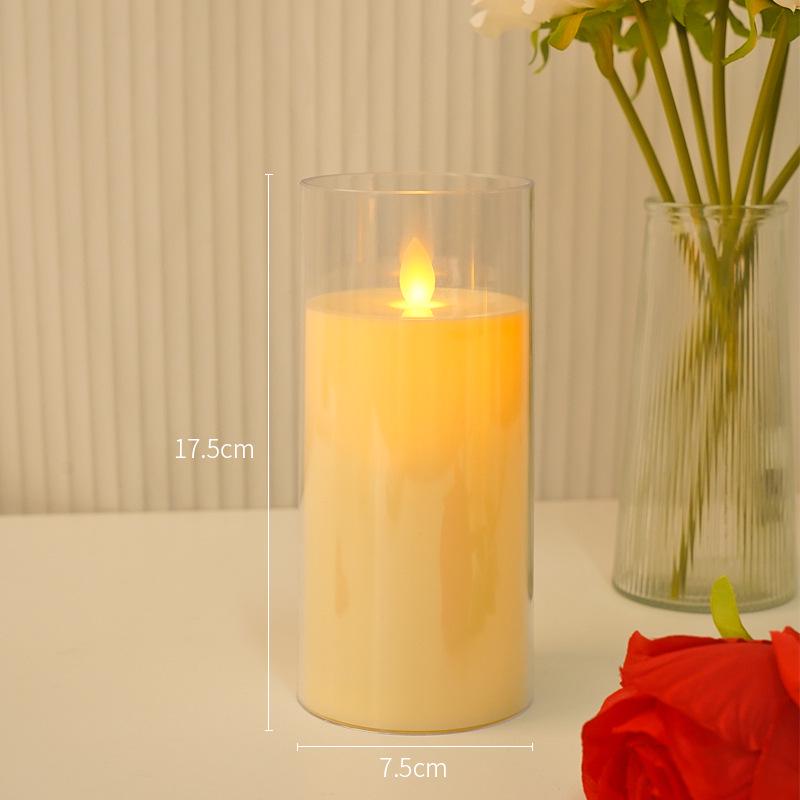 LED Simulierte Kerze mit Acrylglasbecher für Weihnachts-, Geburtstags-, Hochzeits-Atmosphärendekoration