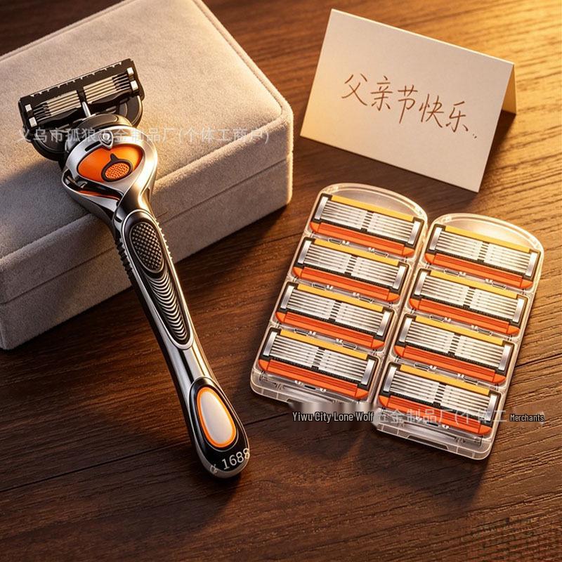 Men's 6-Layer Old-Fashioned Manual Razor Blade for Shaving Beard & Mustache