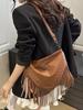 2025 Women's Rivet Soft Leather Tassel Crossbody Bag