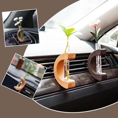 Araba Havalandırma Test Tüpü Masif Ahşap Vazo Çiçekli Kap Çiçek Buketi Oda Kokusu Çiçek Dekoru Hava Vazosu Mini Dekor Araba Aksesuarı O8t1