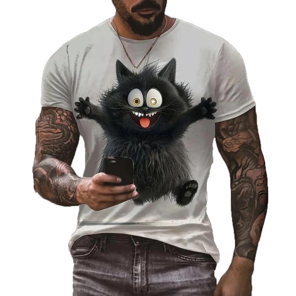 Men's Funny Animal Printed Short Sleeve Male Hip Hop T-shirt Summer Casual Clothes Man Trend Streetwear Harajuku O-Neck Top Tee