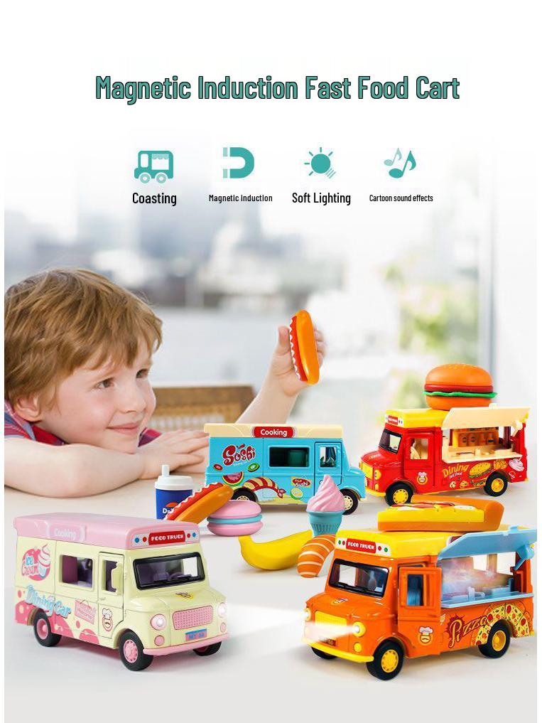 Douyin Hot Q Version Pretend Play Toy Mingyuan Hamburger & Ice Cream Car