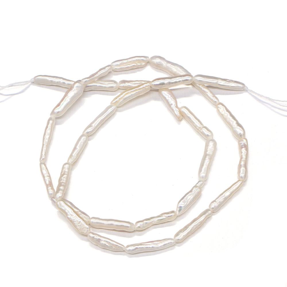 1String, Natural Freshwater Pearls, 4×14-5×15mm White Toothpick Shape Pearl Beads for Jewelry Making DIY Crafts, Wedding Gifts for Women, 36cm