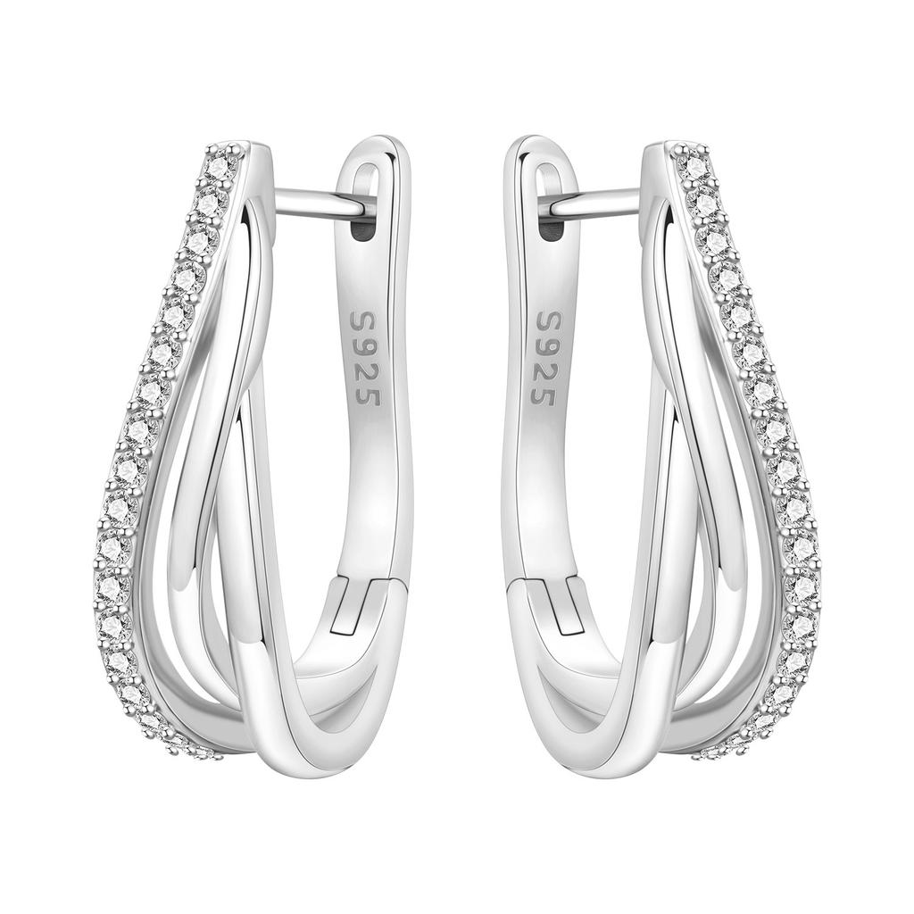 925 Sterling Silver Curve Weaving Large Circle Series Earring Jewelry Versatile Hoop Earrings for Women Jewelry Fine Gifts