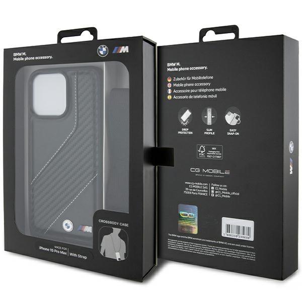 Bmw Bmhcp15L23Pscck Iphone 15 Pro 6.1 Czarny/Black Hardcase M Edition Carbon Stripe & Strap