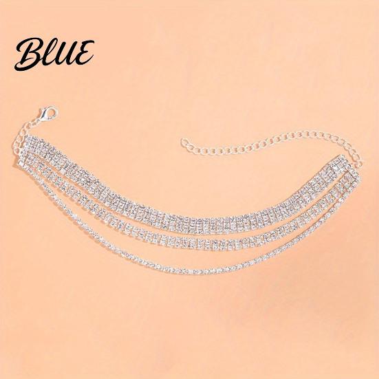 Beach Anklet Women Anklet Sparkling Three-Layer Rhinestone Durable Alloy Adjustable