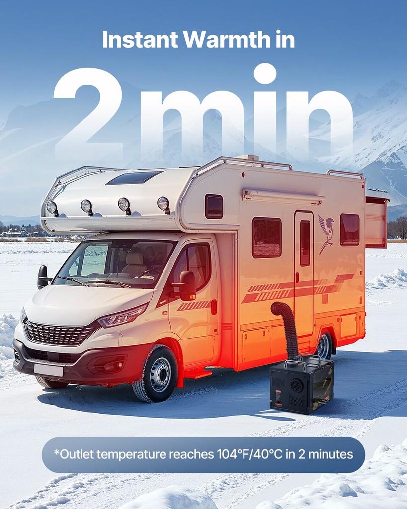 Dieselheizgerät, 8 kW, DC 12 V/24 V, All-in-One tragbares Diesel-Luftheizgerät mit Bluetooth-APP-Steuerung, Fernbedienung und LCD-Bildschirm, 7-Liter-Kraftstofftank für
